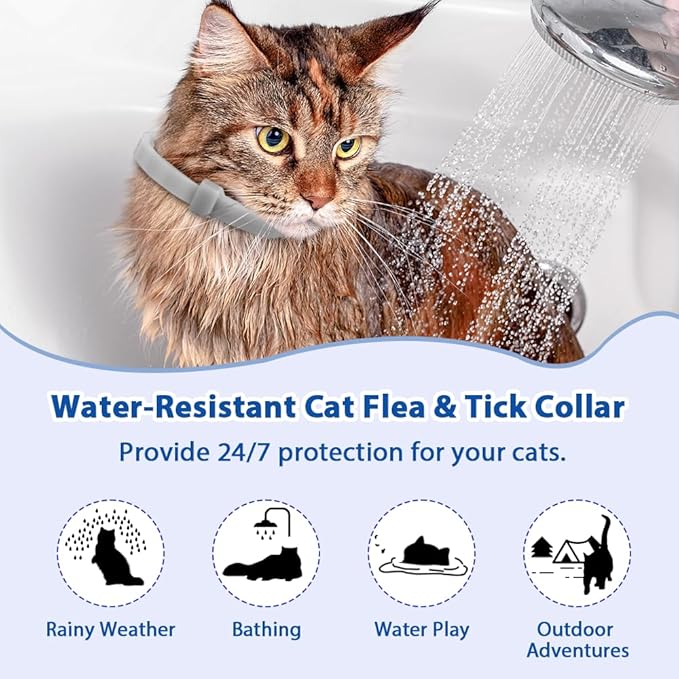 4 Pack Adjustable Flea and Tick Collar for Cats, Natural Plant Oil Formula Cat Flea Collar Provides 32-Month Protection for Flea Tick, Glow-in-The-Dark & Waterproof Cat Flea Treatment for All Cats-Mewly Pet