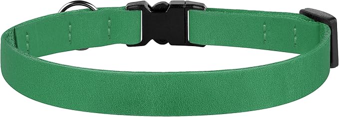 Breakaway Cat Collar Leather with Removable Bell - 13 Colors Available - Soft Adjustable Girl Boy Safety Lightweight Pet Kitten Collars Pink Brown Blue Green Red Orange Black (Green)-Mewly Pet