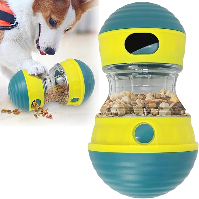 Interactive Dog Toys to Keep Them Busy, Puppy Puzzle Adjustable Food Dispenser Slow Feeder, Enrichment Treat Dispensing Toy Ball for Large/Medium/Small Breed Dogs Pet Gift (Yellow)-Mewly Pet