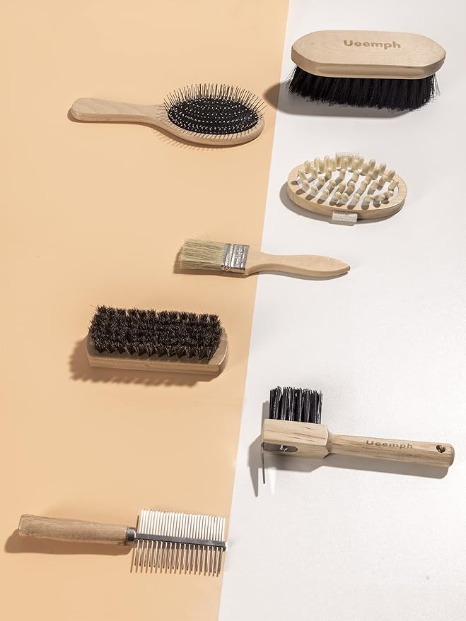 Horse Grooming Kit (12-Piece): Brushes, Storage Bag, Sweat Scraper, Mane Comb, Grooming Gloves, Horse Gift for Girls (Black)-Mewly Pet