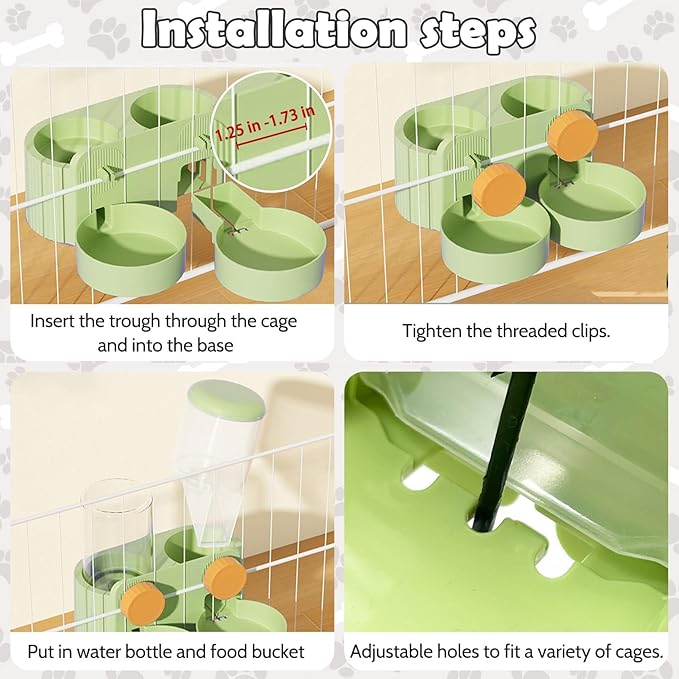 kathson Hanging Automatic Pet Food Water Dispenser,Cat Food and Water Dispenser Set Rabbit Water Dispenser Small Animal Feeding&Watering Supplies for Small Cats Dogs,Rabbits,Ferrets(Green)-Mewly Pet