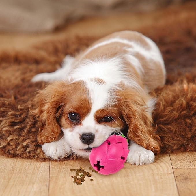 AUSCAT Dog Treat Dispensing Toys, Dispensing Puzzle Dog Toy for Aggressive Chewers, Rubber Dog Treat Dispenser, Interactive Stimulation Dog Food Toys, Pitaya Shape-Mewly Pet