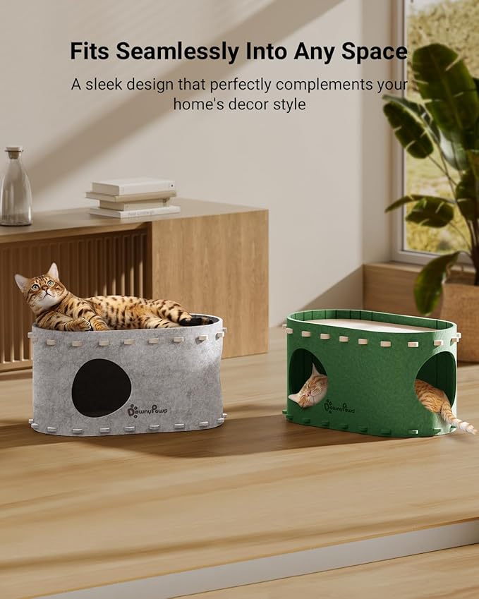 DownyPaws Cat House for Indoor Cats, Cat Bed Cave for Multiple & Large Cats Up to 22 Lbs, Scratch Resistant Peekaboo Cat Caves, Foldable Tunnel Enclosed Bed, PeekaPurr, Marble-Mewly Pet
