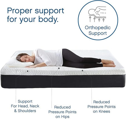 Cool Gel 12 Inch King Mattress Memory Foam Medium Firm, King Size Memory Foam Mattress Cooling, Made in the USA, 12" Depth with Pressure Relief, CertiPUR-US Certified No Fiberglass, CoolGel Bed