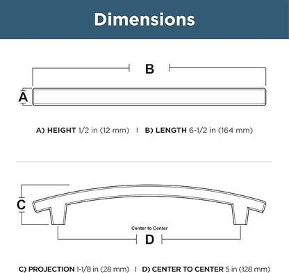 Franklin Brass (5-Pack) – Matte Black Cabinet Handles, 5-1/16 Inch Hole Center, Pulls for Drawers, Kitchen Cabinet Door, Dressers | Pierce