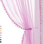Treatmentex Pink Sheer Curtains for Girls-Room 108inch Long Window Drapes with Cute Pom Pom Design for Salson Party Ceremony Birthday Décor 52" w X 2 Pack