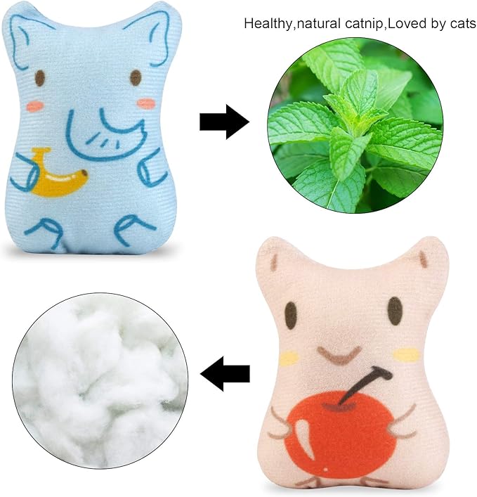 Dorakitten Catnip Toys for Indoor Cats - 5PCS Plush Cat Chew Toys Teething Interactive Catnip Filled Kitten Toy Soft Pet Toy-Mewly Pet