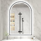 S'bagno 24x36 Arched Black LED Mirror for Bathroom with Frontlit & Backlit, LED Bathroom Mirror with Metal Frame, Anti-Fog, Stepless Dimmable, 3 Color Temperature Vanity Mirror