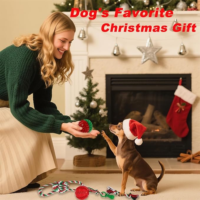 Dog Toys 15 Pack for Teeth Cleaning and Fun, Puppy Teething Chew Toys Tug Rope Squeaky Treat Balls & Rubber Tous Bulk– Variety Dog Gifts Set Reduce Anxiety & Save Furniture, Christmas-Mewly Pet