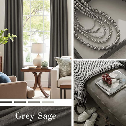 Lazzzy Velvet Blackout Curtains Thermal Insulated Room Window Drapes Super Soft Luxury Curtains for Living Room Bedroom Rod Pocket 2 Panels, Grey, 62" W x 90" L