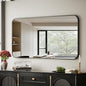 BEAUTYPEAK 26" x 38" Rectangular Aluminum Alloy Frame Wall Mounted Bathroom Mirror with Rounded Corners, Black