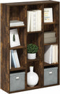 Furinno LUDER Book Shelf, 11-Cube Bookshelf, Reversible Bookcase, 9.4" x 29.1" x 41.7", for Living Room, Bedroom, Home Office, Amber Pine