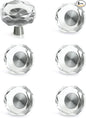 JEREVER 6 Pack Glass Crystal Knobs Brushed Nickel Drawer Pull Cabinet Handle for Dresser Kitchen (Polygon)