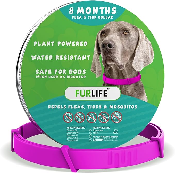 FurLife Flea and Tick Collar for Dogs – Waterproof Pink Dog Collar, Pet Supplies for Tick and Flea Prevention for Dogs, Safe for All Breeds-Mewly Pet