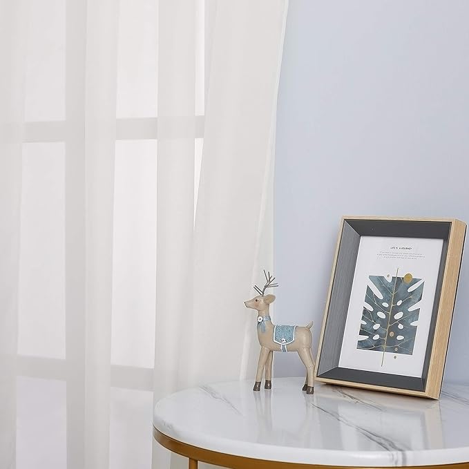 NICETOWN Voile Sheer Curtains for Bedroom Windows, Grommet Top Elegant Lightweight Window Drapes Airy Panels for Living Room/Home Office, Beige, Set of 2, W70 x L96