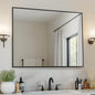 Antok Bathroom Mirror,40"x32" Wall Mirror, Decorative Mirrors Vanity Mirror Aluminum Alloy Frame Contemporary Hanging Mirror for Living Room Bathroom Entryway,Black,Rect Corner