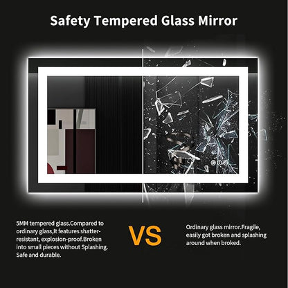 LOAAO 40X24 LED Bathroom Mirror with Lights, Anti-Fog, Dimmable, Backlit + Front Lit, Lighted Bathroom Vanity Mirror for Wall, Memory Function, Tempered Glass (Safe to Use)