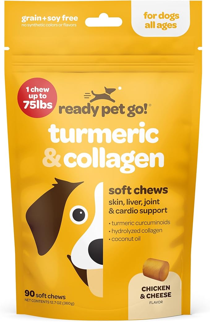 Turmeric for Dogs Soft Chews | Hip and Joint Chews for Dogs Comfort & Mobility with Collagen for Dogs | Dog Joint Supplement for All Ages Breeds & Sizes | NASC Certified & Made in The USA | 90 Chews-Mewly Pet