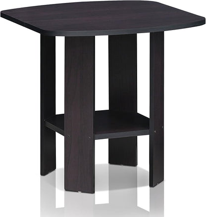 Furinno SIMPLE DESIGN Side Table, 2-Tier End Table, Open Shelves Night Stand, Bedside Table, for Living Room, Bedroom, Dark Walnut