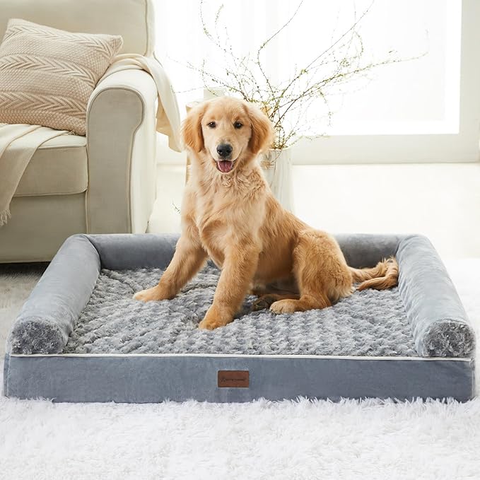 BFPETHOME Dog Beds for Large Dogs, Orthopedic Dog Bed for Medium Large Dogs,Big Waterproof Couch Pet Bed with Removable Washable Cover-Mewly Pet