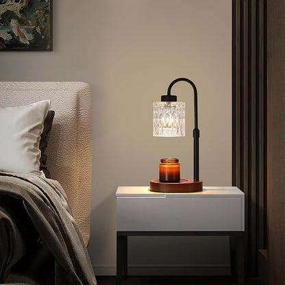Black Candle Warmer Lamp with Dimmer and Timer,Home Decor Lamp for Scented Jar,Electric Wax Melt Warmer,Mother's Day/Birthday/Christmas Gifts for Mom/Wife,Adjustable Height,with 2 Bulbs
