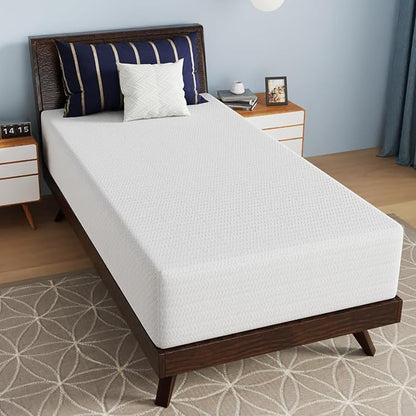 PayLessHere 12 Inch Bamboo Charcoal Cooling Gel Memory Foam Mattress in a Box/Medium-Firm Mattress/Fiberglass Free/Pressure Relief & Temperature Regulation/CertiPUR-US Certified,White Twin