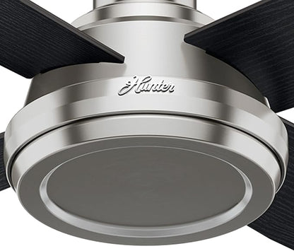 Hunter Fan Company 59247 Dempsey 52 inch Ceiling Fan with Light and Remote, Low Profile Indoor, Brushed Nickel Finish