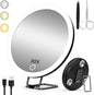 30x Magnifying Mirror with Light, Large 6" Rechargeable Lighted 30x Magnified Mirror with Suction Cups & Table Stand, 3 Color Modes Dimmable Light up Travel Magnifying Makeup Mirror High Magnification