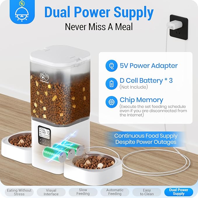 Automatic Cat Feeder with Slow Feed for 2 Cats: Timed Automatic Dog Feeder with Information Visualization Interface, Cat Food Dispenser for Multiple Pets, Detachable for Easy Cleaning-29 Cup-Mewly Pet