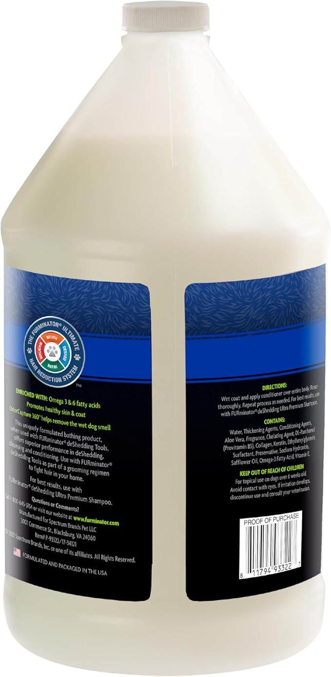 FURminator® deShedding Ultra Premium Conditioner for Dogs, 128 Oz, with Pump-Mewly Pet