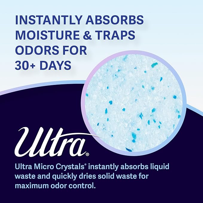 Ultra Micro Crystals Premium Cat Litter - 99.9% Dust Free, Soft on Paws, Fragrance Free - 15 Lbs. Total (3pk of 5 Lbs.)-Mewly Pet