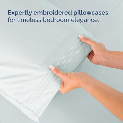 Twin Size 3 Piece Sheet Set - Comfy Breathable & Cooling Bed Sheets Set - Hotel Luxury Bedding for Women, Men, Kids, Teens, Boys & Girls - Deep Pockets, Ultra-Soft, Wrinkle Free - Oeko-Tex - Ice Blue