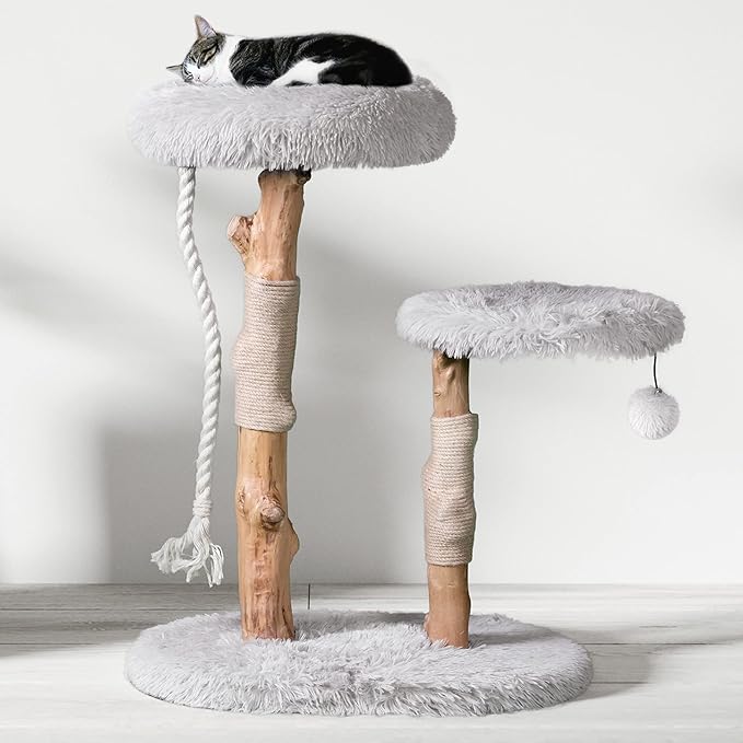 MAU Modern Cat Tower - Wooden Cat Scratching Tree & Condo - Luxury Collection - Cat Lovers Gift-Mewly Pet