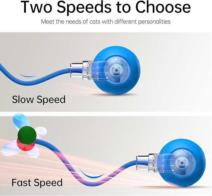 Interactive Cat Toys for Indoor Cats - Kitten Toy with Speedy Tail 2.0, Automatic Cat Toys for Bored Indoor Adult Cats, Motion-Activated, 2025 New Upgraded, USB Rechargeable (Blue)-Mewly Pet