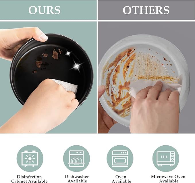 SPUNKYJUNKY Ceramic Dog and Cat Bowl Set with Wooden Stand, Modern Cute Weighted Food Water Set for Large Size Dogs (7.6 Cups, 2 × Black)-Mewly Pet