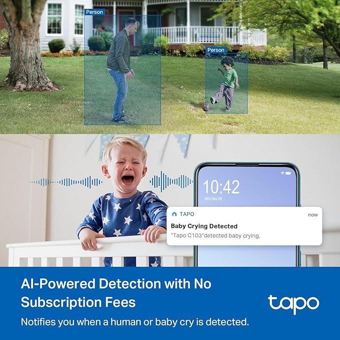 Tapo 2K 3MP Pan/Tilt Indoor/Outdoor Security Camera, Free Person/Baby Cry Detect & Track, 360° Pan, Color Night Vision, SD/Cloud Storage, Works w/Alexa & Google Home, HybridCam 360, Black (2-Pack)-Mewly Pet