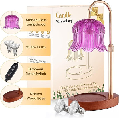 Candle Warmer Lamp Adjustable Timer Electric－Purple Flower-Shaped Wax lamp