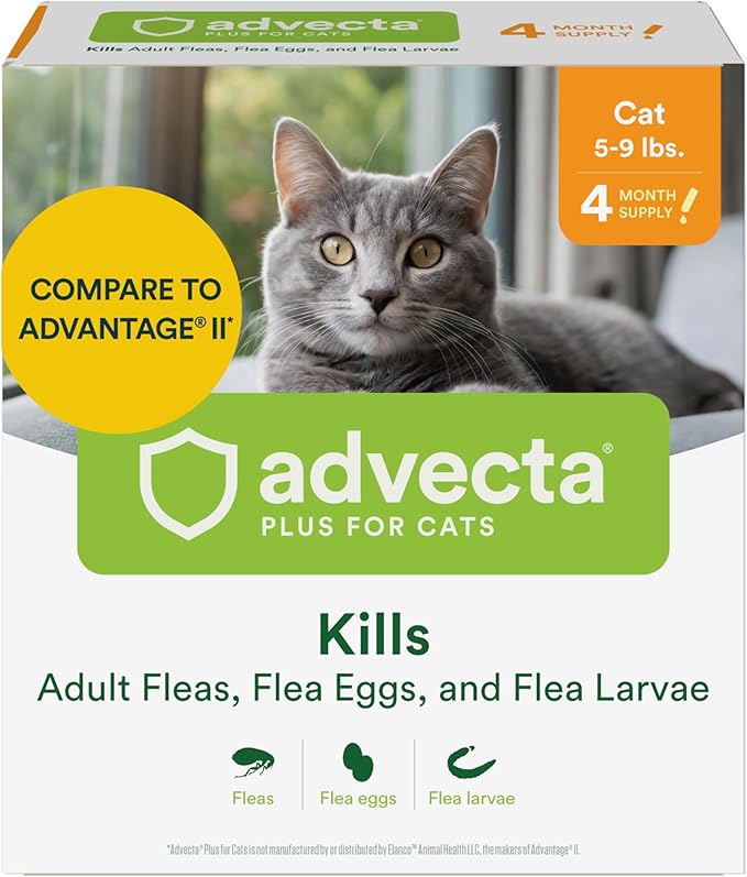 Plus Flea Prevention For Cats, Cat and Kitten Treatment & Control, Small and Large, Fast Acting Waterproof Topical Drops, 4 Month Supply-Mewly Pet
