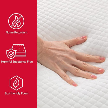BestMassage | 8 Inch Twin Mattress | Gel Memory Foam | Medium Firm Feel | White | Bed in a Box, CertiPUR-US Certified | Pressure Relief, Cooling Ventilated Foam | Breathable Knit Cover
