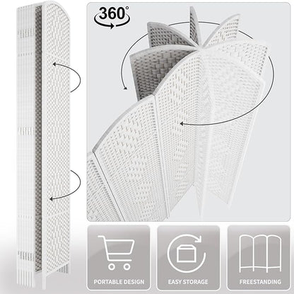 Rose Home Fashion 6 ft Tall Room Divider, Room Dividers and Folding Privacy Screens, 15.7in Privacy Screen 6 Panel Partition Temporary Wall Separation for Private, White