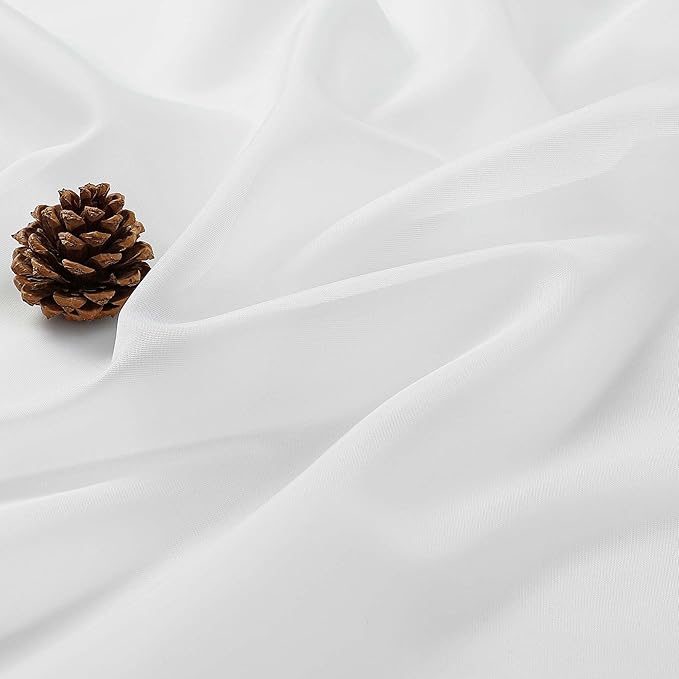 OVZME White Bedroom Curtains 2 Panel Sets 90 Inch Length, 59 Inch Extra Wide Light Filtering Light Weight Soft Window Treatment Panels for Study Room Living Room Guest Room, 59Wx90L Inches