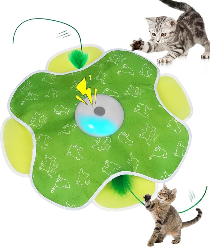 Interactive Cat Toy, Rechargeable Cat Toys for Bored Indoor Adult Cats, Hide and Seek Cat Toy with Motion Activated, Feather Toys, Chirping, Exercise Toys for Indoor Bored Adult Cats-Mewly Pet
