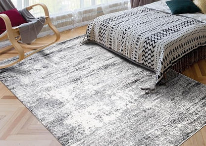 Keen Home Design Area Rugs - 10x14 Non-Shedding, Abstract Rugs for Kitchen, Living Room, Bedroom, Dining Room, Entryway - Size: 9'10" x 14', Abstract Cream/Grey