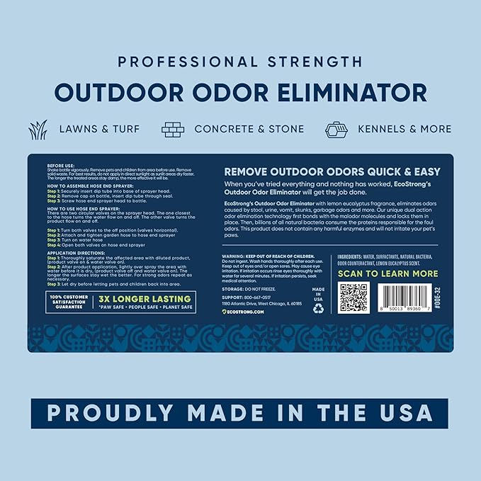 Outdoor Odor Eliminator | Outside Dog Urine Enzyme Cleaner – Powerful Pet, Cat, Animal Scent Deodorizer | Professional Strength for Yard, Turf, Kennels, Patios, Decks (32oz)-Mewly Pet