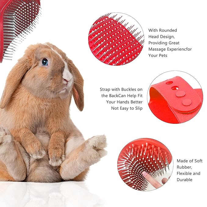 7-Piece Small Pet Grooming Kit: Brush, Nail Clippers, Hair Remover, Shampoo Brush with Hand Strap for Rabbits, Hamsters, Bunnies-Mewly Pet