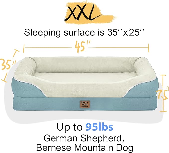 Washable Orthopedic Large Dog Bed - Dog Beds Large Sized Dogs with Removable Cover Waterproof Orthopedic XL Pet Bed with Bolster-Mewly Pet