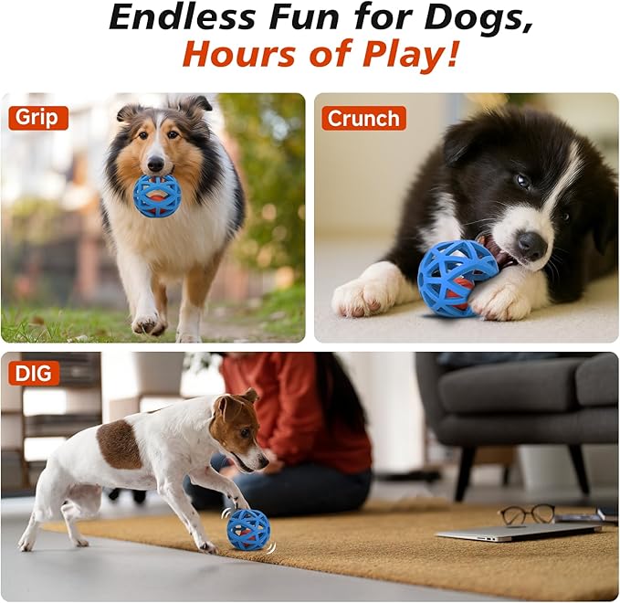 Interactive Dog Toy, Smart Jumping Bouncing Ball Inside Durable Rubber Shell, Automatic Moving Vibrating Ball for Medium/Large Dogs, Dog Enrichment Toy to Keep Them Busy (Blue & Orange)-Mewly Pet
