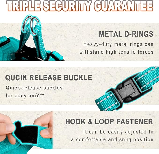 Dog Harness Step in Dog Vest Harness, Reflective Adjustable Puppy No Pull Harness Breathable Soft for Small and Medium Dogs Cats, Ocean Blue, XXS-Mewly Pet