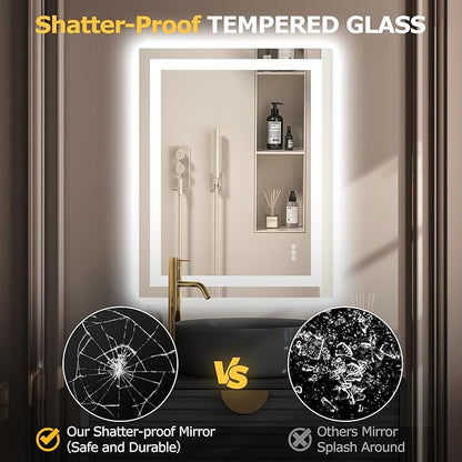 28X36 LED Bathroom Mirror with Lights, Anti-Fog, Dimmable, Backlit + Front Lit, Smart Bathroom Vanity Mirror, Memory Function, Shatterproof, Tempered Glass (Horizontal/Vertical)