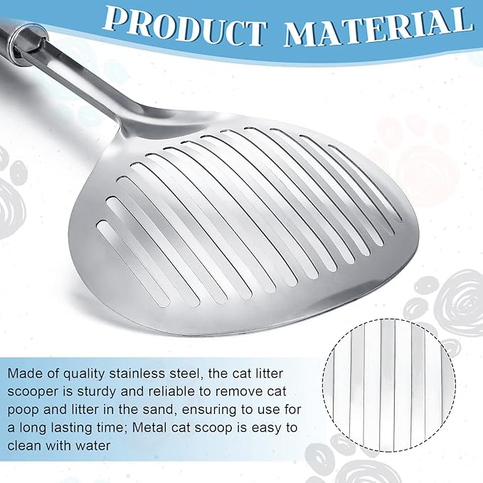 2 Pcs Cat Metal Litter Scoop Litter Scoop, Cat Accessories Scooper Stainless Steel Kitty Poop Sifting Cleaning for Litter Box, Metal Poop Sifter Pet Supplies-Mewly Pet